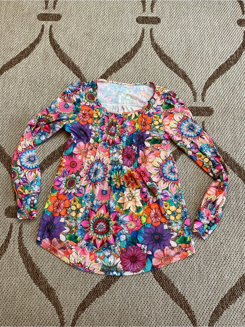 Vibrant Multicolor Floral Scoop Neck Tunic